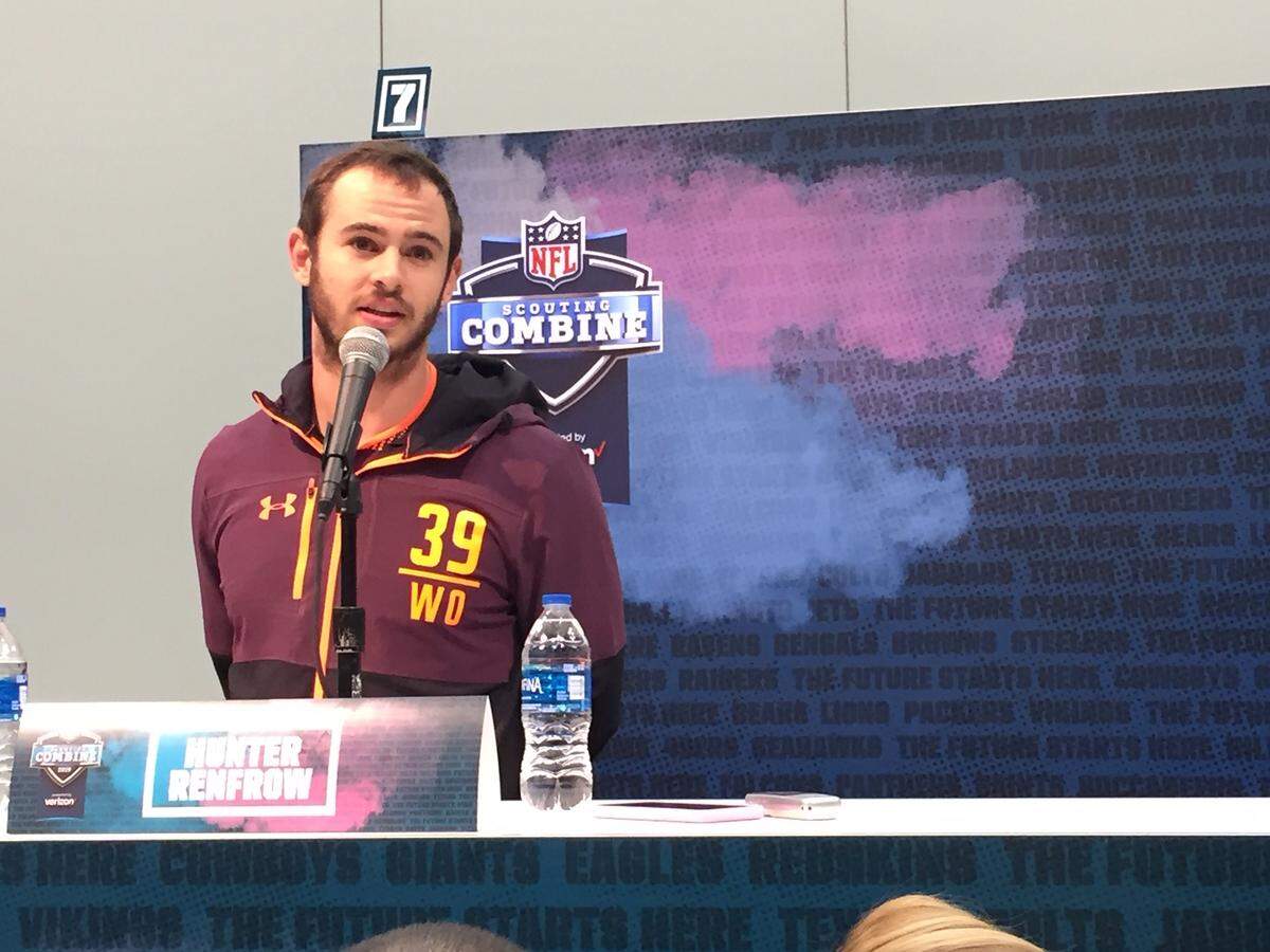 Clemson wide receiver Hunter Renfrow speaks at the 2019 NFL Combine.