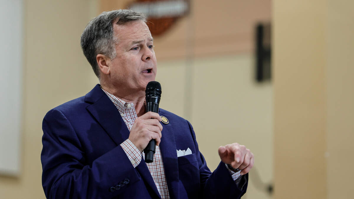 South Carolina state Rep. Nathan Ballentine, R-Lexington, speaks in Elgin on Feb. 12, 2024.