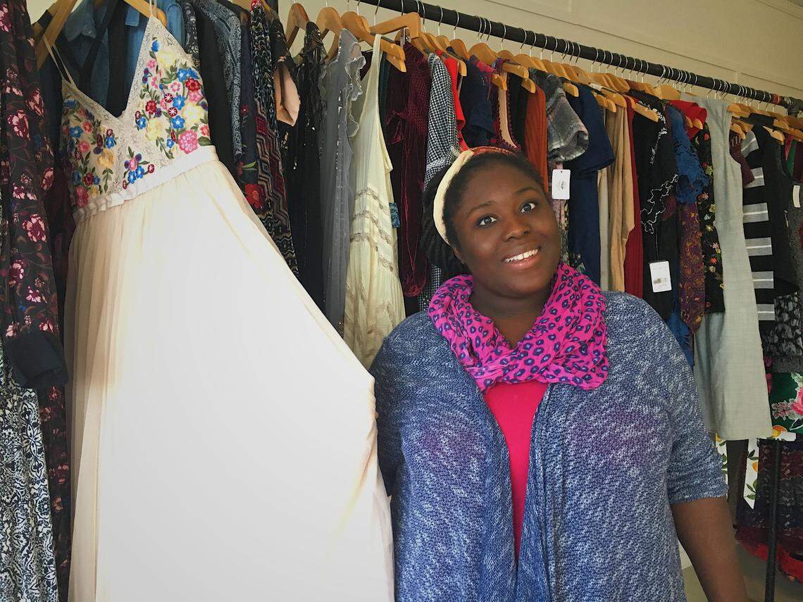 Hawa Lukulay, the 23 year old entrepreneur behind Messie’s Closet, stands in her store a couple of weeks before it opens. Lukulay began selling thrifted clothing and accessories online when she was 17. Her store opens on Dec. 1 in West Columbia.