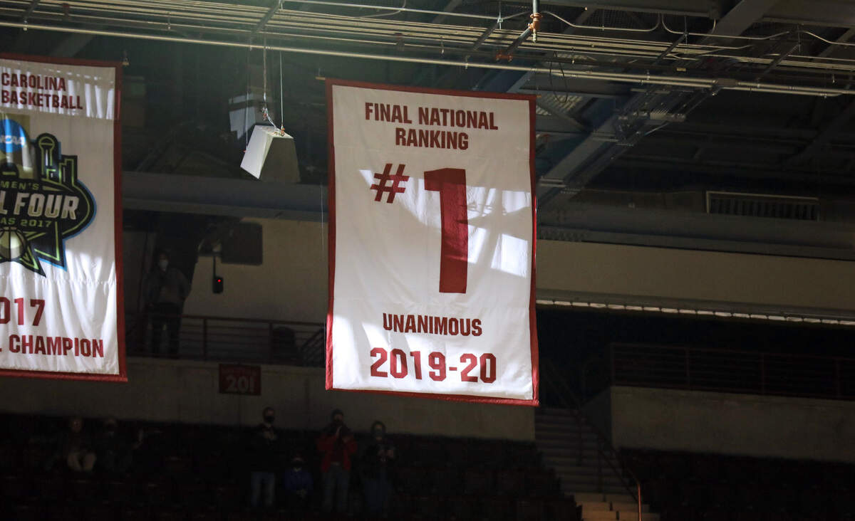 South Carolina on Dec. 31 unveiled a banner to commemorate the No. 1 finish to the 2019-20 season.