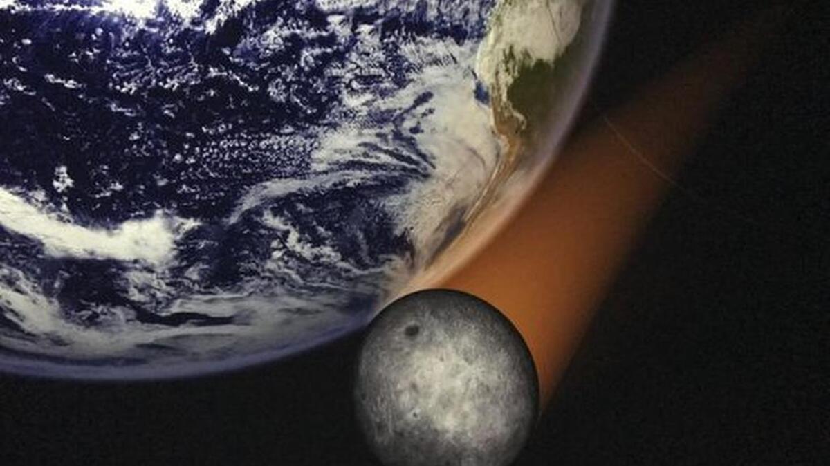 An illustration of the view from space as an eclipse passes the earth, presented at the planetarium at Roper Mountain Science Center in Greenville.