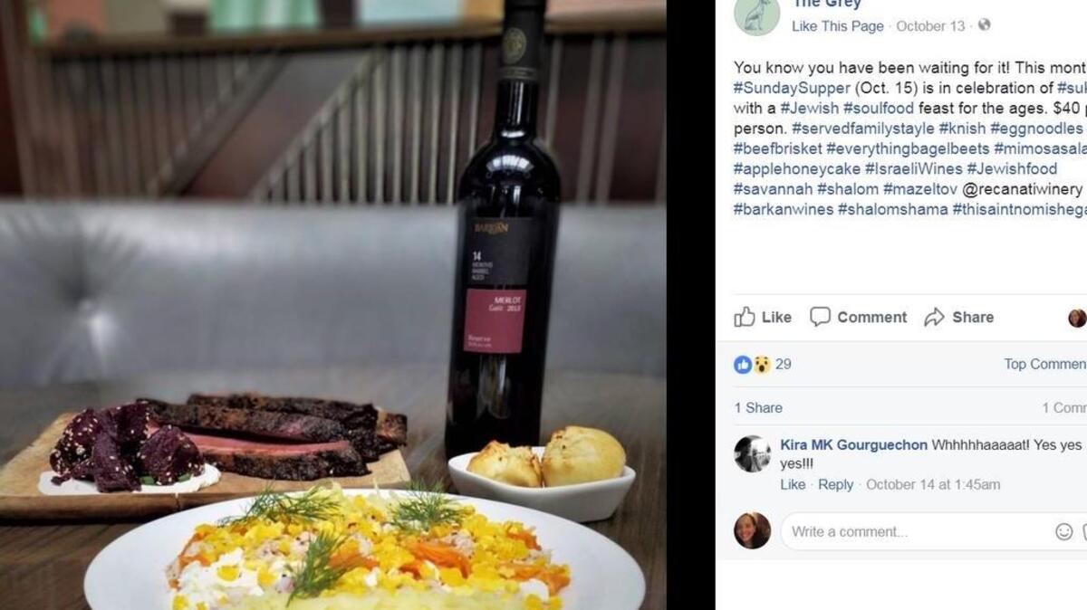Screenshot of The Grey’s food featured on their Facebook page.