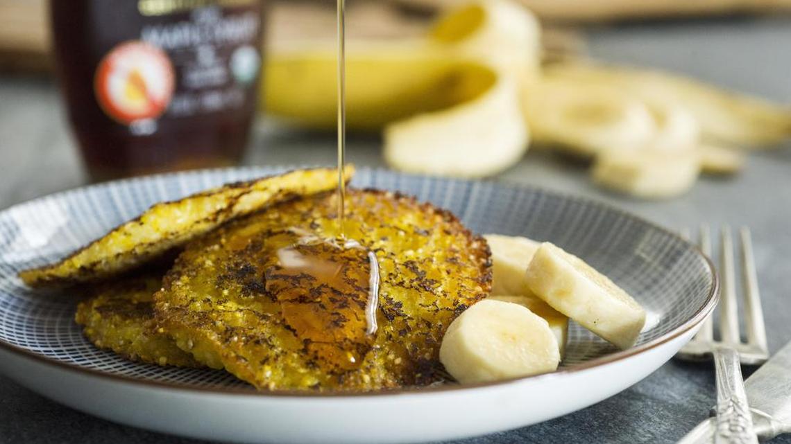 Hoecakes made from little but corn and water, filled with flavor and perfect to bury under a pile of fruit.