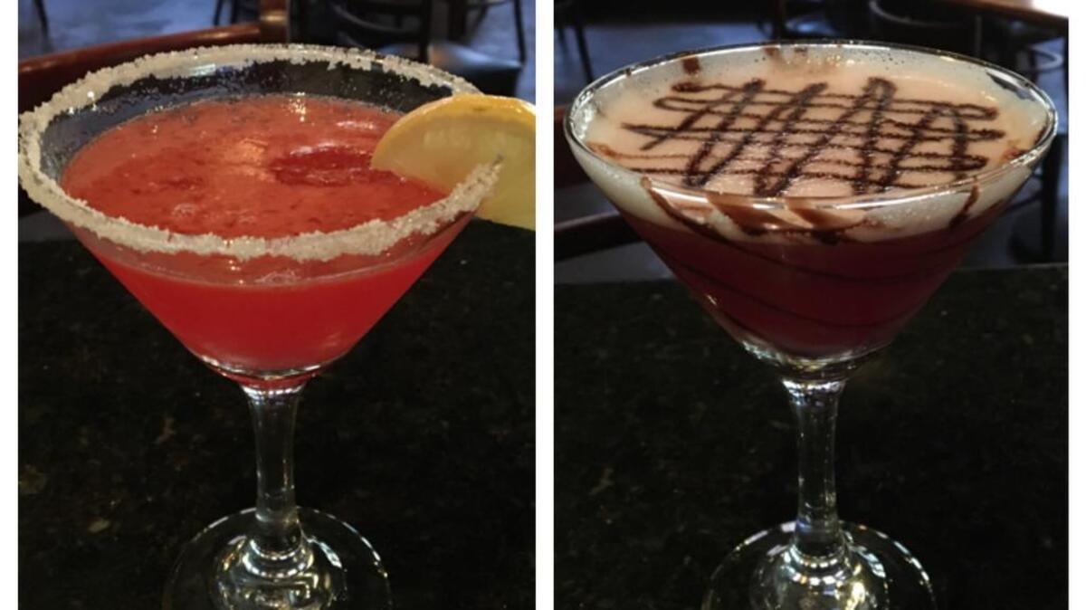 Raspberry lemon drop martini and Ecstasy martini at Saki Tumi