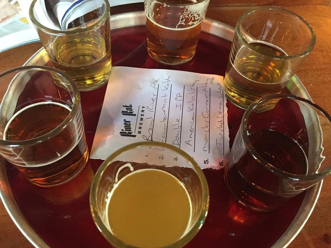 A craft beer sampler from River Rat Brewery