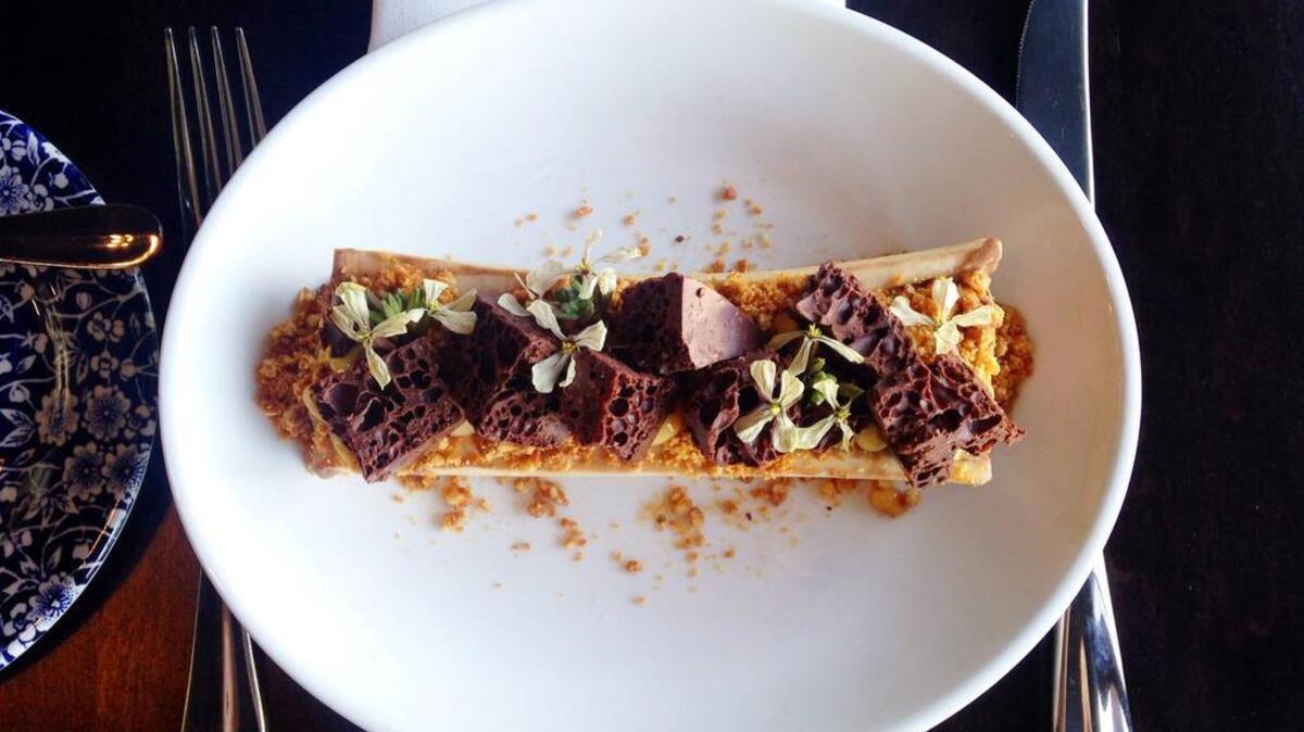 Tallulah’s chocolate bone marrow dessert.