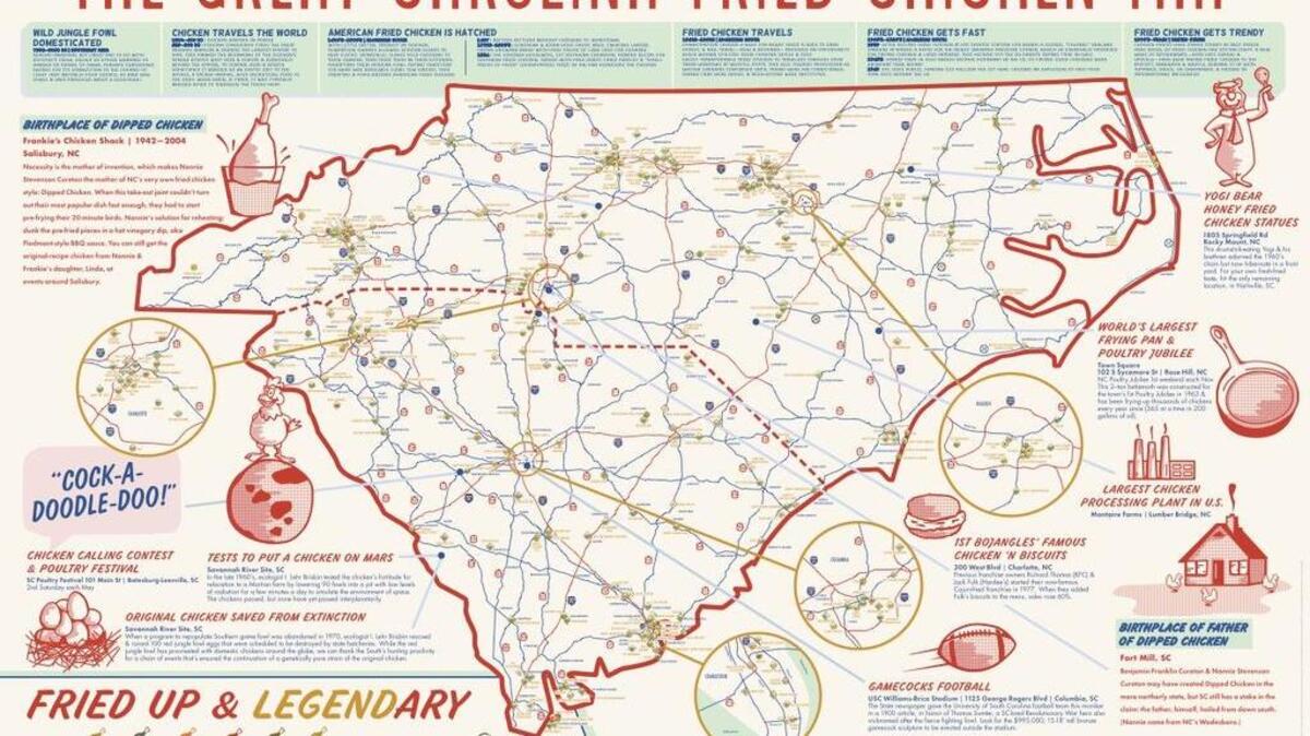 The map of the best fried chicken in the Carolinas