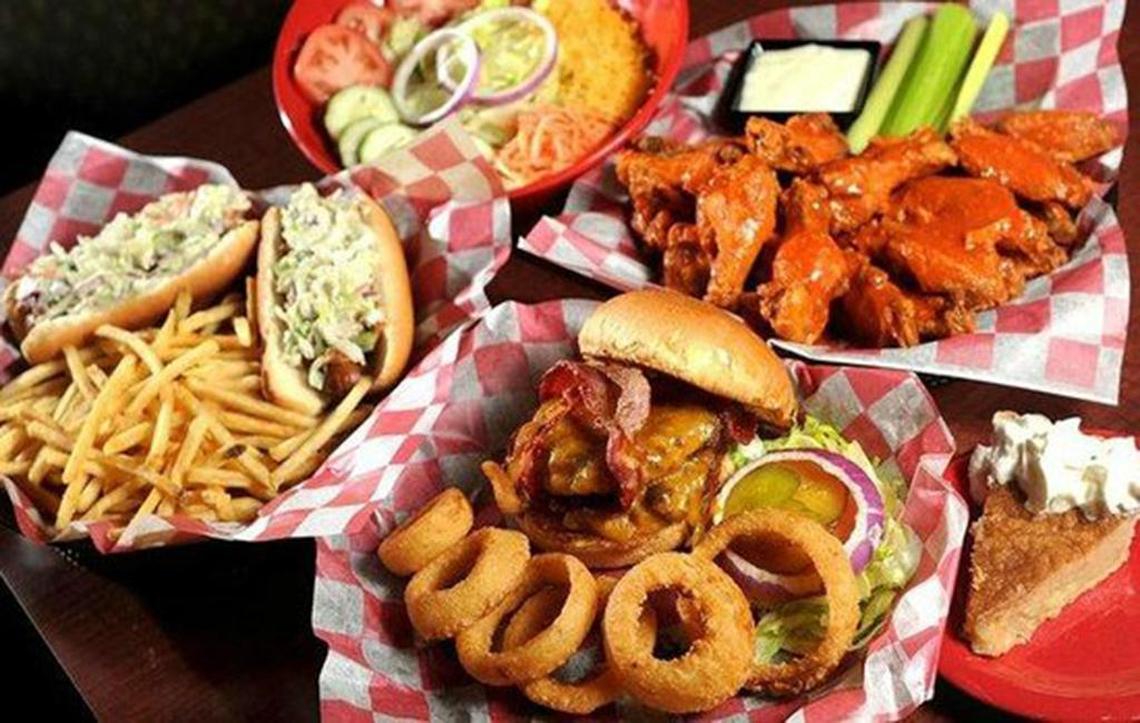 A selection of sandwiches and wings from Top Dawg Tavern