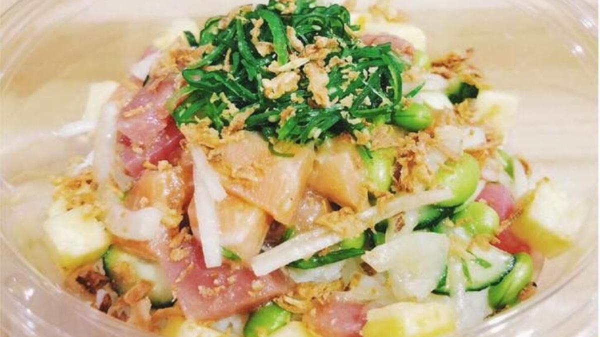 Freshe Poke opens Dec. 19 on Huger St. Meals are half price on opening day. This is the Freshe Classic: salmon and ahi tuna with sweet and green onion, edamame and cucumber with house shoyu sauce, topped with fresh pineapple, seaweed salad and onion crisp.
