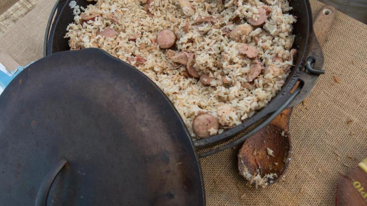 Chicken Bog is made with rice, chicken, sausage and seasoning