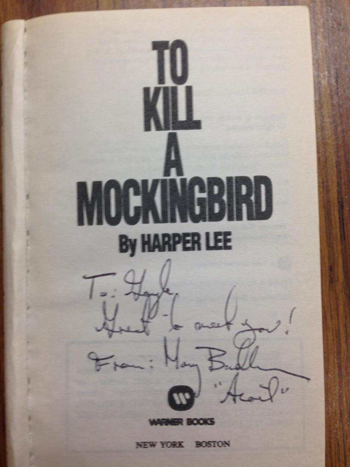 Autographed copy of To Kill A Mockingbird