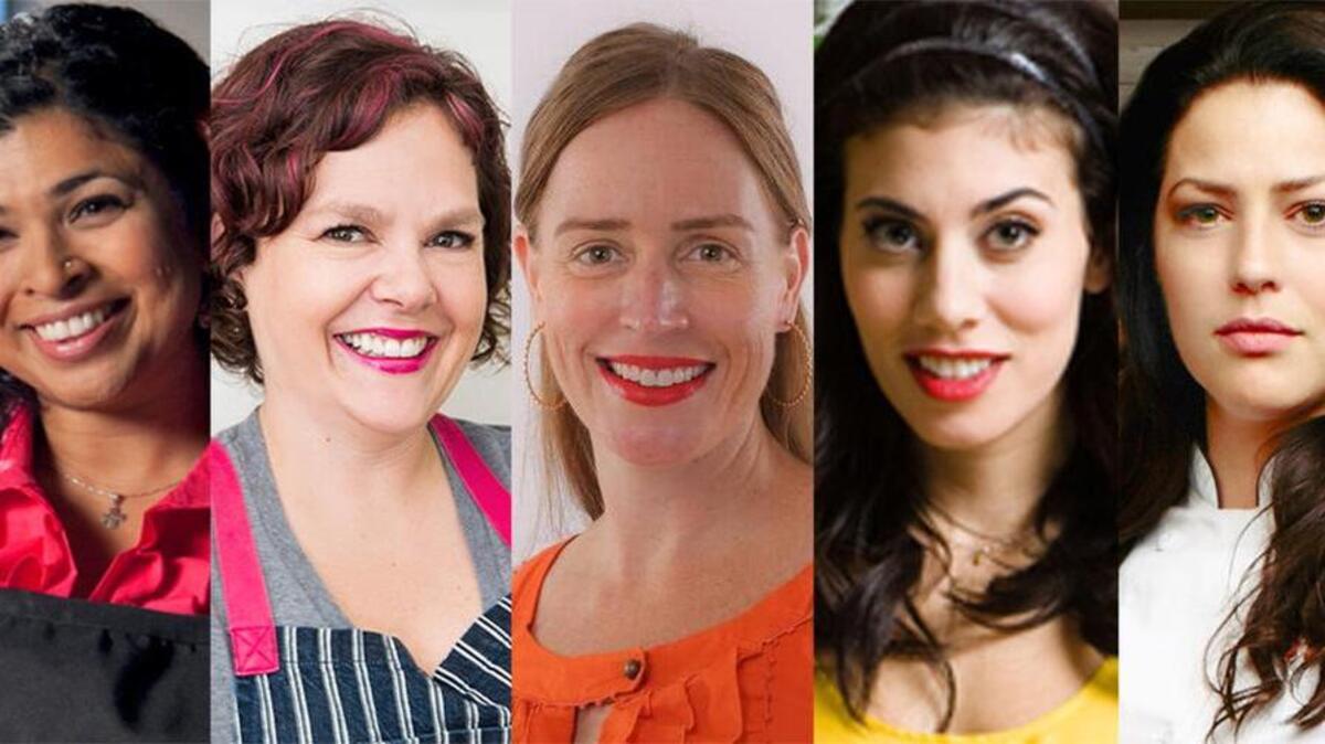 Chef Sarah Simmons, center, is organizing a fundraising dinner for Transitions featuring chefs (from left) Aarti Sequeira, Becky Masson, Clair Robinson and Grayson Schmitz.