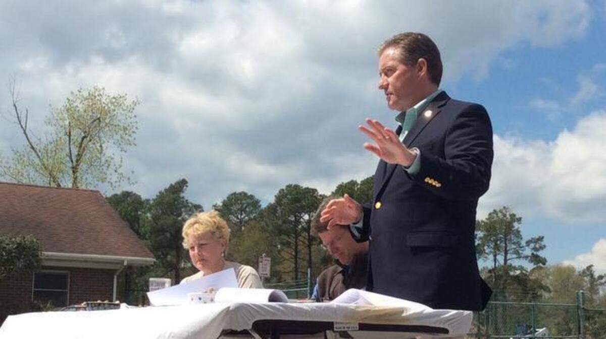 
Sen. Greg Hembree discusses current laws and potential bills dealing with animal rights in South Carolina with Sen. Luke Rankin during an event at the Grand Strand Humane Society Saturday.

