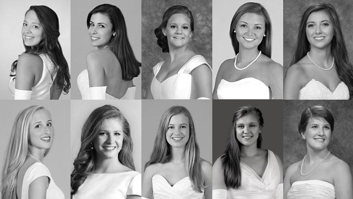 The Columbia Cotillion Club presented 10 debutantes. They are, first row from left, Miss Eleanor Quinn Crawford, Miss Susannah Mayrant Cate, Miss Caroline Simons Moorman, Miss Virginia Gray Edmunds, Miss Anne Elliott Kissam; second row, Miss Isabel Hope Adams, Miss Marion Walker Coleman, Miss Emily Glenn Cate, Miss Elizabeth Grace Craig, and Miss Grace Davis Rhodes.