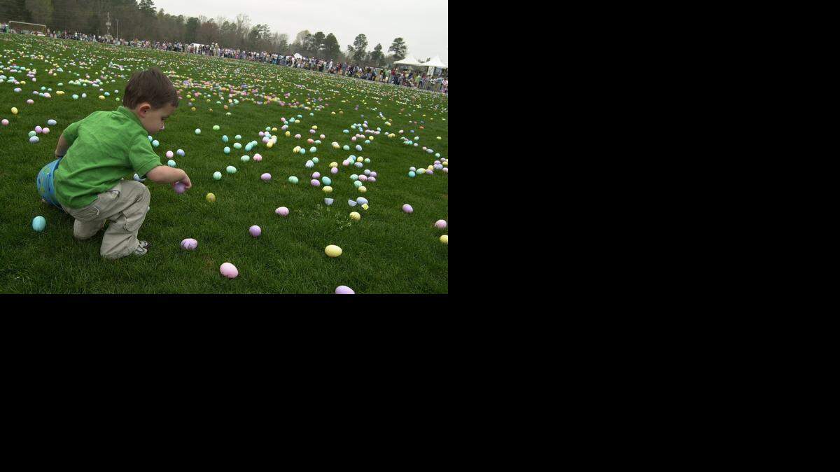 
Topher Scott gets an egg head start at the Irmo Easter Egg Hunt at the Irmo YMCA in 2005. 
