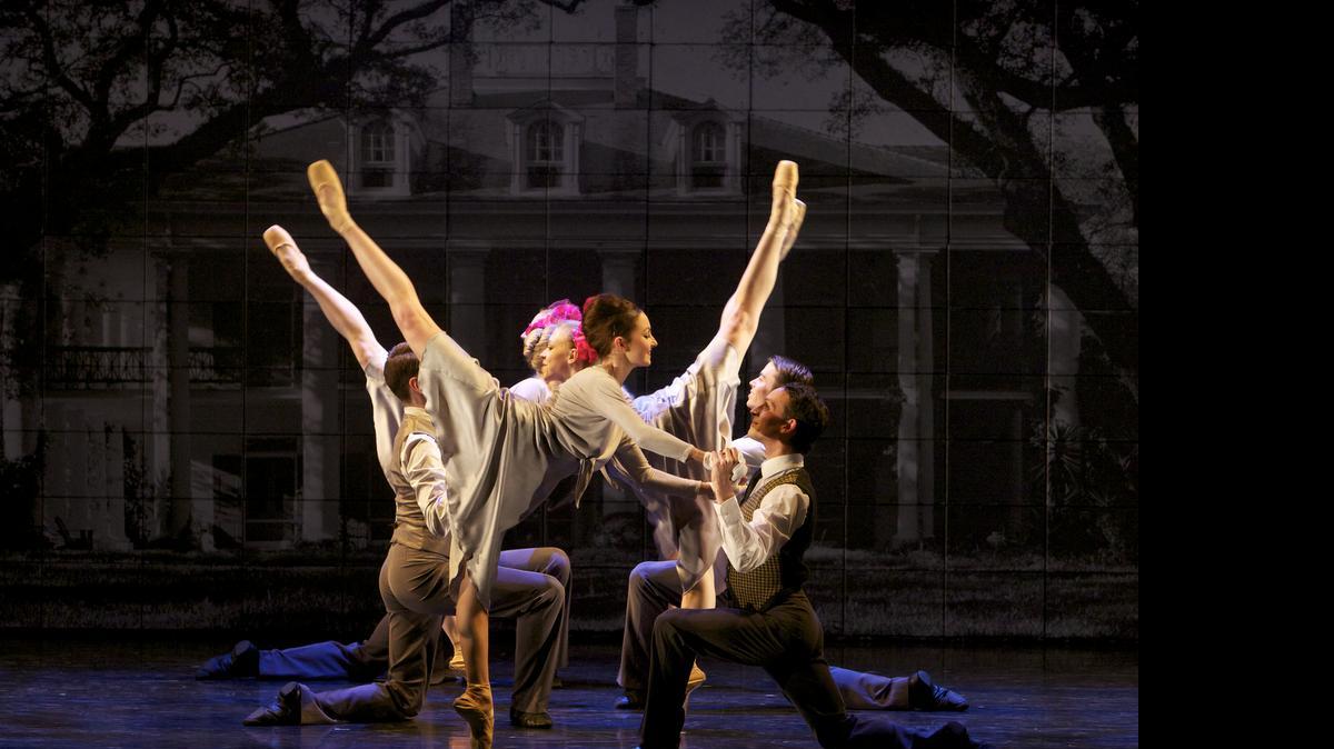 
Courting couples in New Orleans share a happy moment in “A Streetcar Named Desire,” Scottish Ballet’s danced version of Tennessee Williams’ play.
