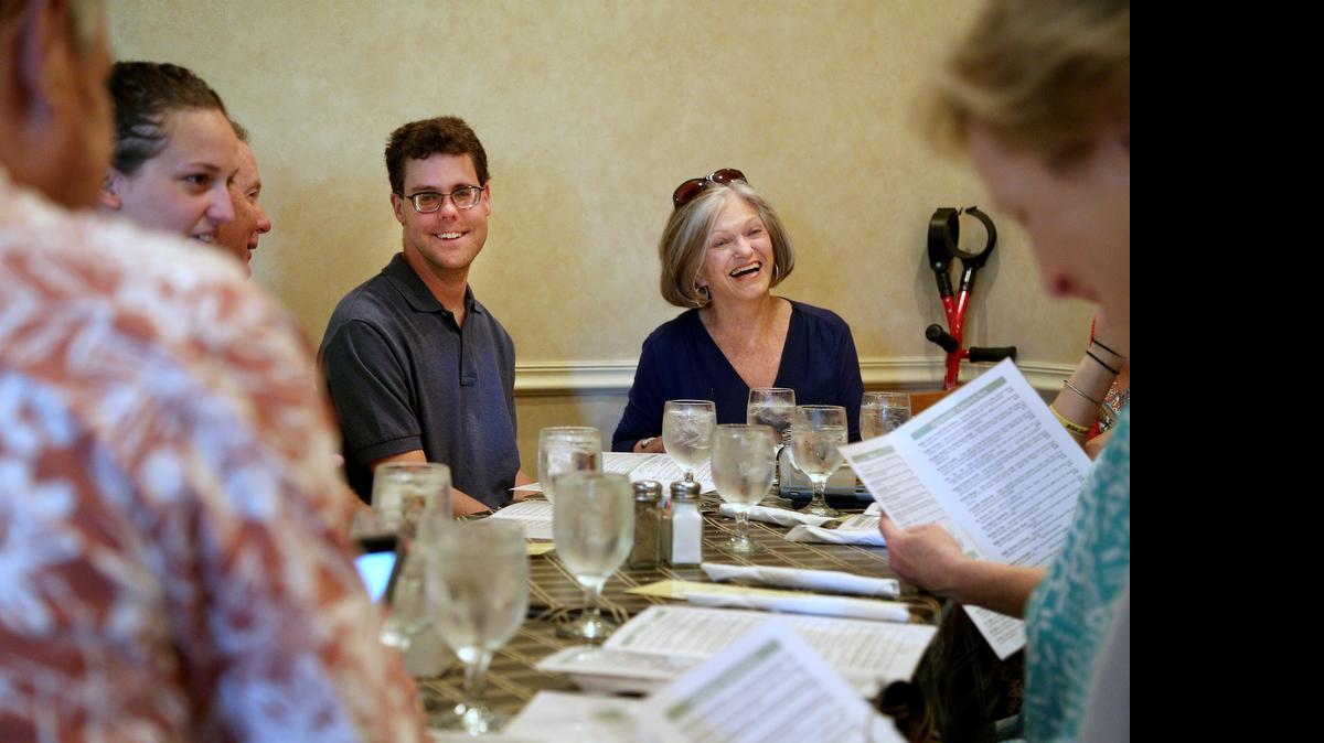 
Rick Hutton and his grandmother Nancy Elliott enjoy lunch at DiPrato's, Monday, June 1, 2015. The restaurant became the 100th different lunch venue the pair have dined at together. They celebrated with family and friends. 

