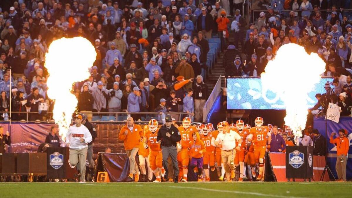 Clemson takes the field for the ACC Championship game at Bank of America Stadium in Charlotte in December.