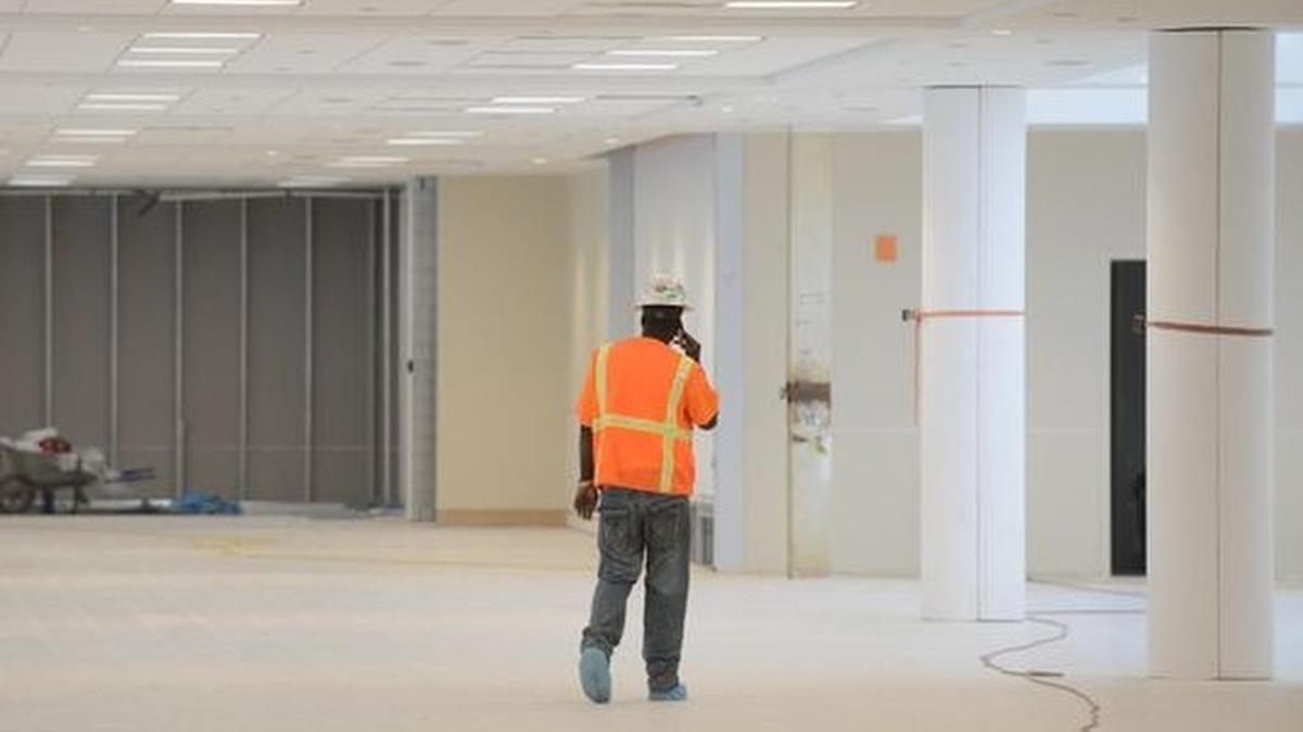 Construction continues inside the Greenville Spartanburg International Airport.