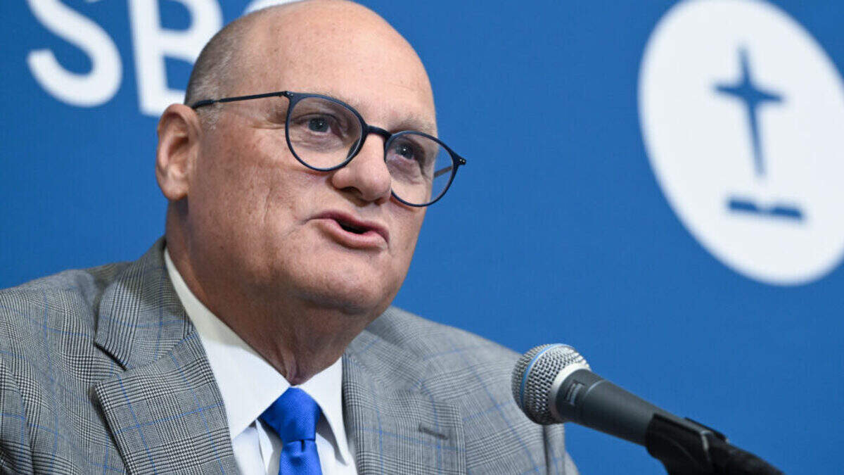 Newly elected SBC President Willy Rice holds a press conference Wednesday afternoon June 10 at the 2026 SBC Annual Meeting in Orlando.