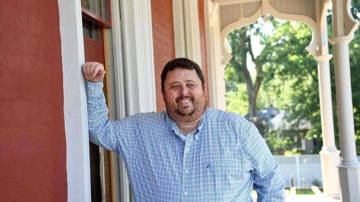 Kyle Campbell of Preservation South is working with craftsmen to restore the Wilkins House in Greenville.
