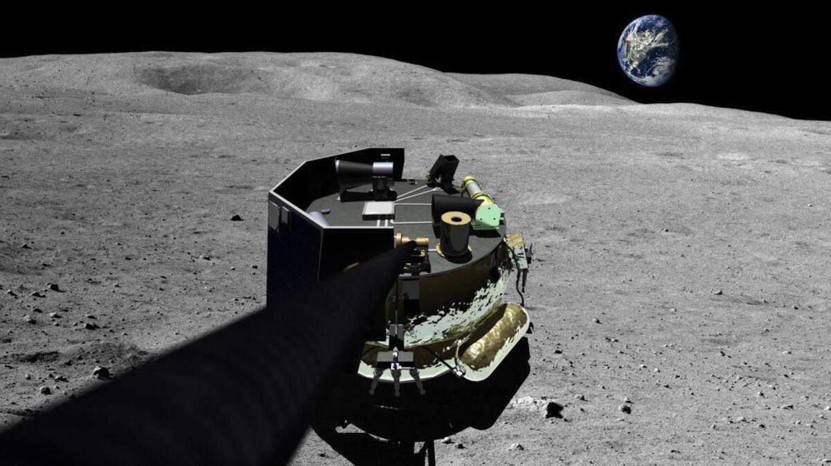 This image provided by Moon Express on Wednesday shows an illustration of the company's landing vehicle on the surface of Earth's moon. On Wednesday, the U.S. government gave permission to the private Florida company to fly a spaceship beyond Earth's orbit and land on the moon.