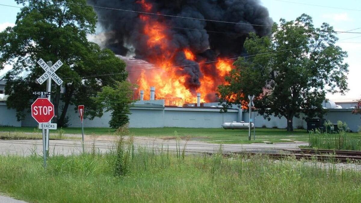 About 90 firefighters from multiple agencies battled a five-alarm fire for more than five hours Monday afternoon at Sumter Casket Co. The fire destroyed two buildings owned by the company at 209 S. Magnolia St.