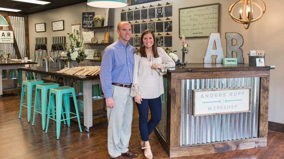Lexington couple Ashley and Matt Bonte in their AR Workshop on Sunset Boulevard.