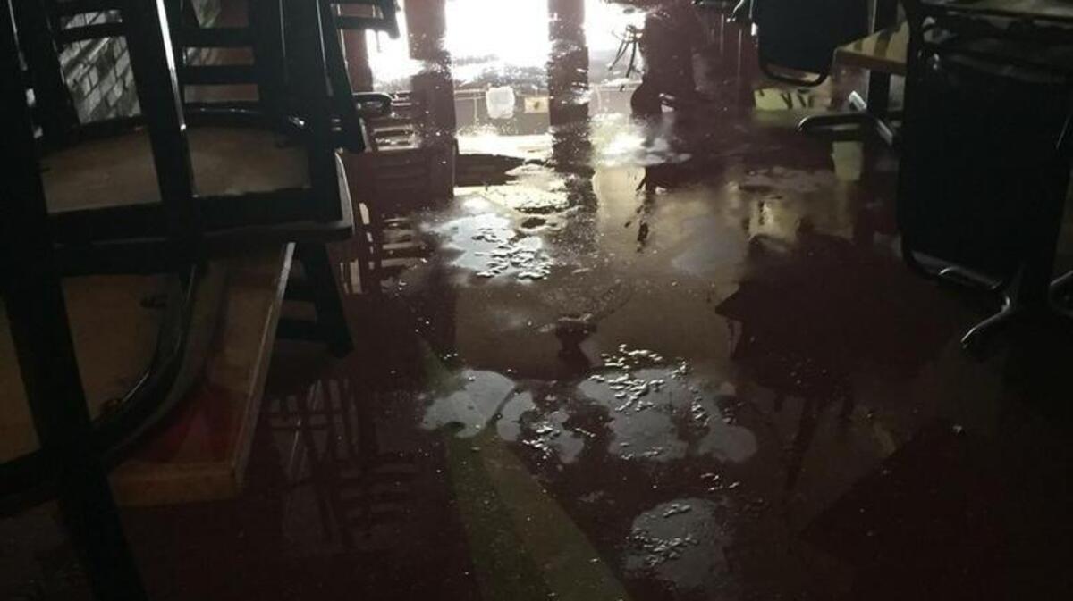 Flood damage from a second-floor pipe that burst over West Columbia’s 116 State restaurant.