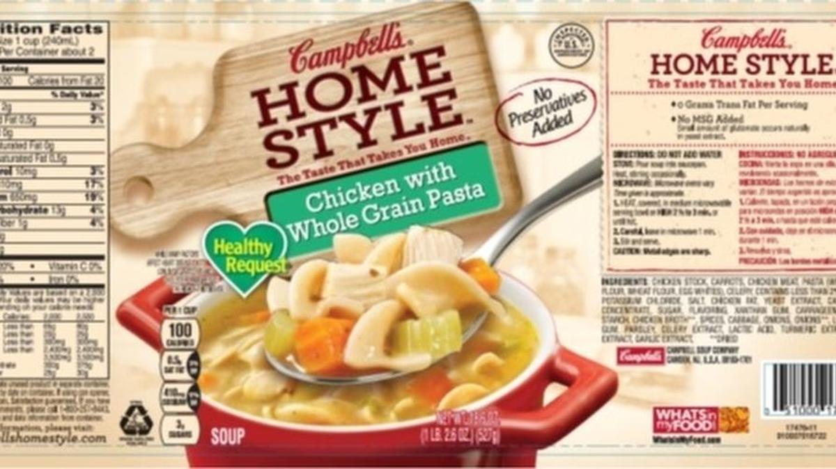 Campbell Soup Company is voluntarily recalling approximately 300 cases of Campbell’s Homestyle Healthy Request Chicken with Whole Grain Pasta soup. Due to possible mislabeling, the cans may actually contain Campbell’s Homestyle Healthy Request Italian Style Wedding soup which contains milk, a known allergen. The products were shipped to retail locations in Florida and are marked “EST. 4R” on the bottom of the cans.