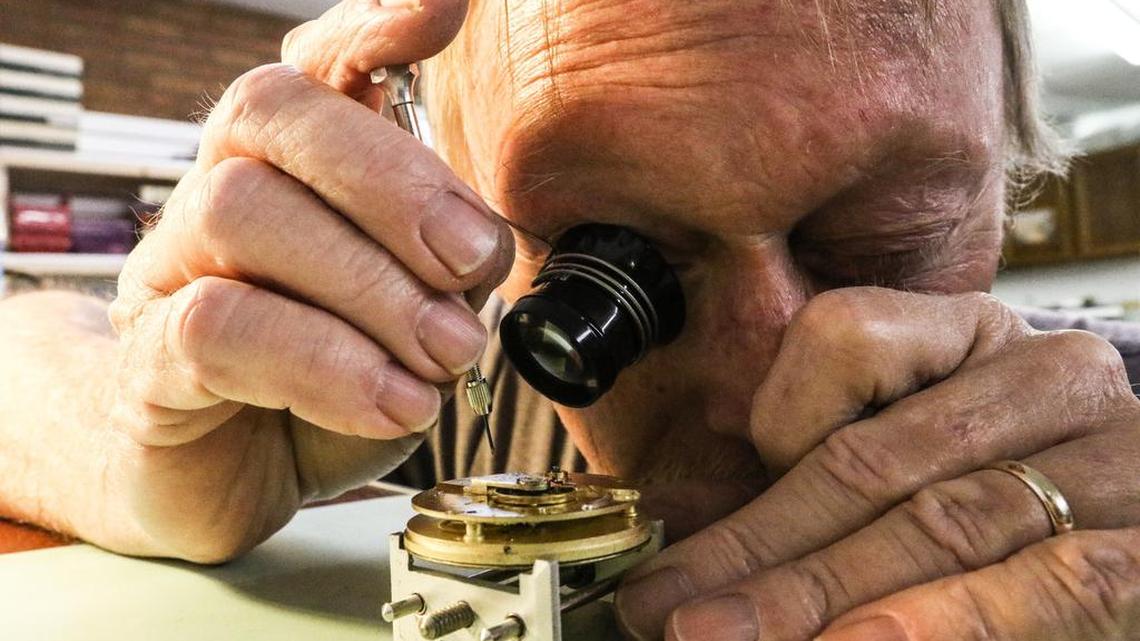 Dan Silvey fixes a pocket watch at Wristwatch Doc in Cayce on Friday. The store specializes in fixing watches of all kinds.