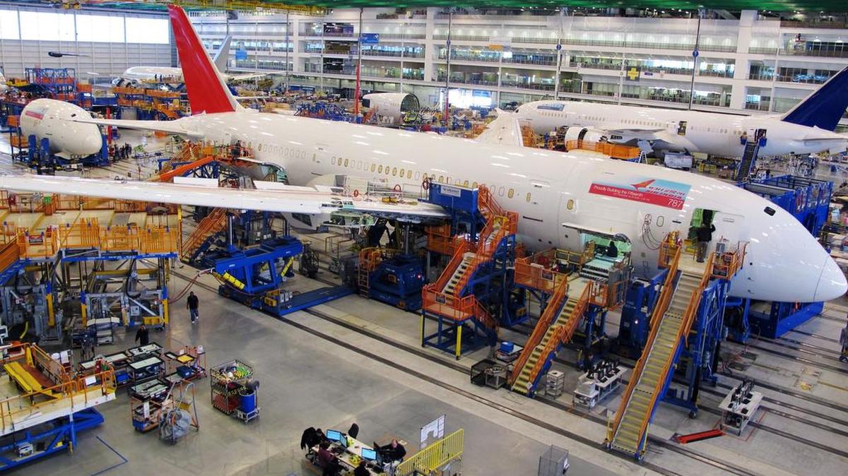 Workers assemble Boeing 787 Dreamliners at the company's massive assembly plant in North Charleston.
