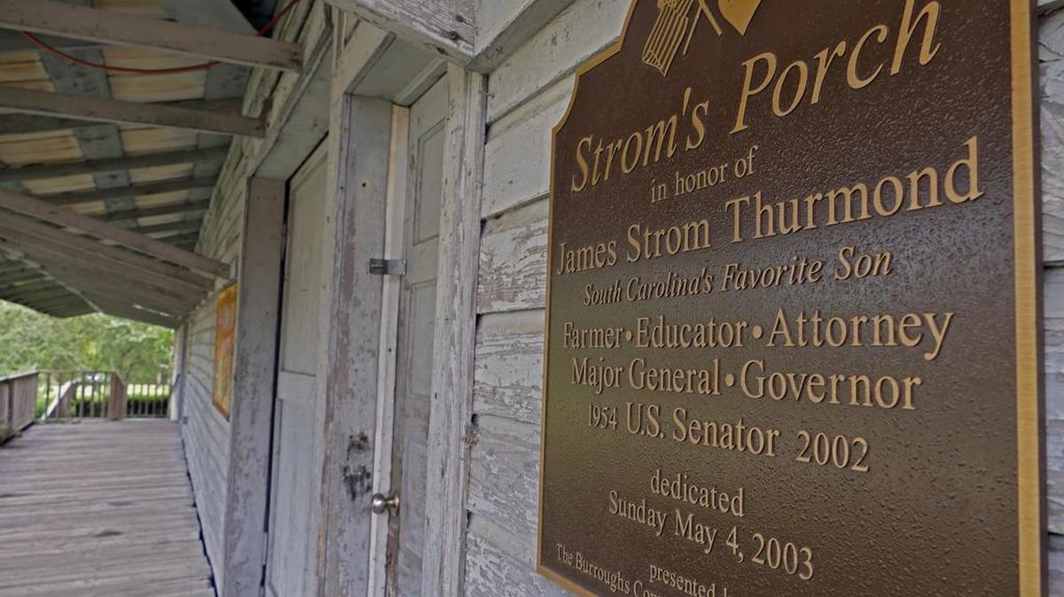 
Strom's Porch at the Peanut Warehouse is named in honor of South Carolina's long time Senator and is a reminder of the many political events that have taken place there.
