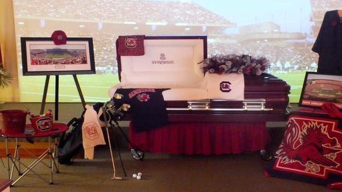
Thompson Funeral Home USC themed memorial display
