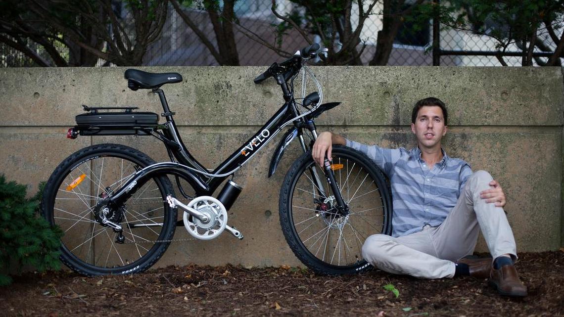 Boris Mordkovich, one of the founders and the chief executive of Evelo, with an Aurora model electric bicycle in Cambridge, Mass.