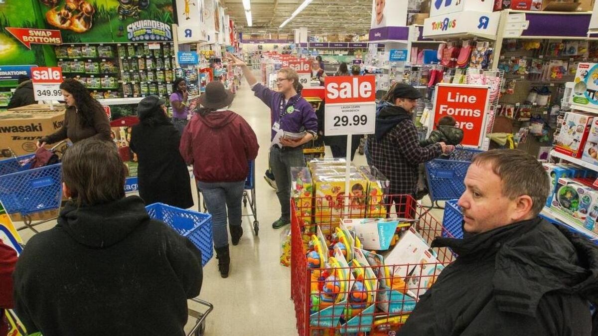 Shoppers at Toys R Us in Harbison, on a previous Thanksgiving night.