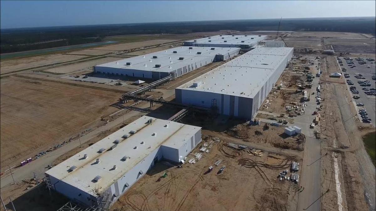 An aerial photo of the Volvo plant under construction in Berkeley County