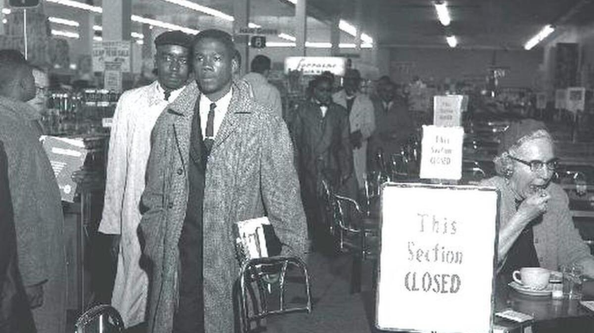 
A lunch counter demonstration at a Columbia Main Street shop in March 1960. African-Americans were allowed to shop in the store but weren’t allowed to sit at the counters for lunch.
