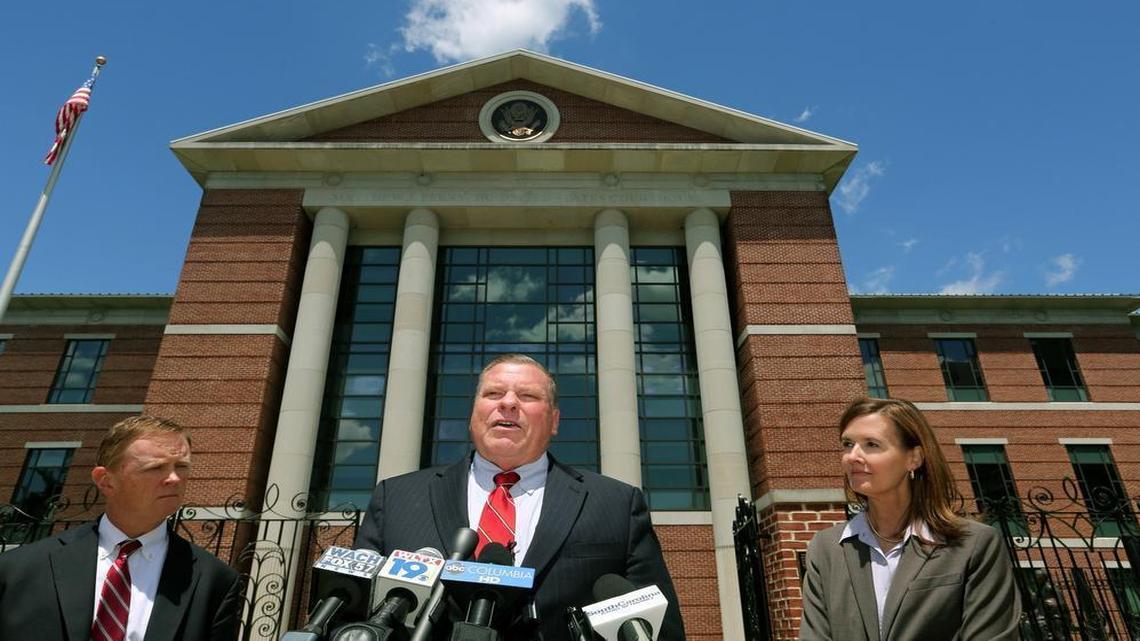 
Former Lexington County Sheriff James Metts addresses the media after being sentenced to 12 months and 1 day in federal prison.
