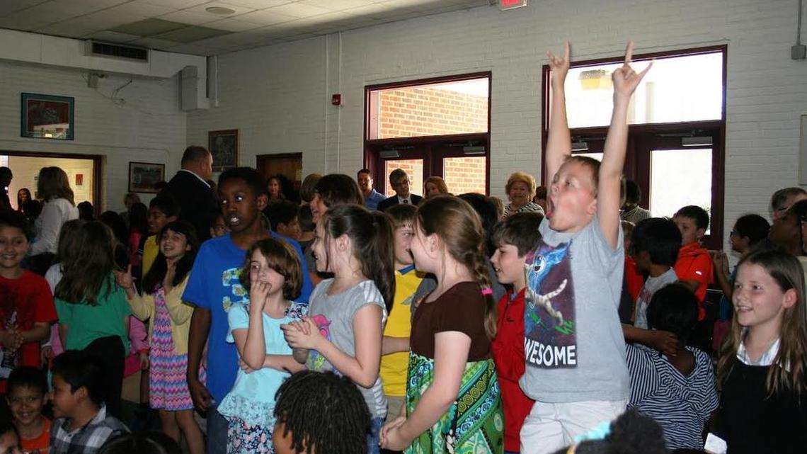 Students at Brookland-Cayce Grammar No. 1 learn the school has been named a Palmetto’s Finest award winner.