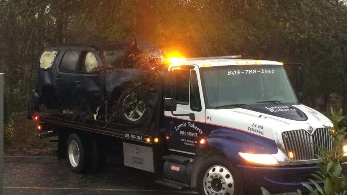 One person is dead after a train struck a Chevrolet Tahoe that was on the tracks on Two Notch Road early Wednesday morning, officials say.