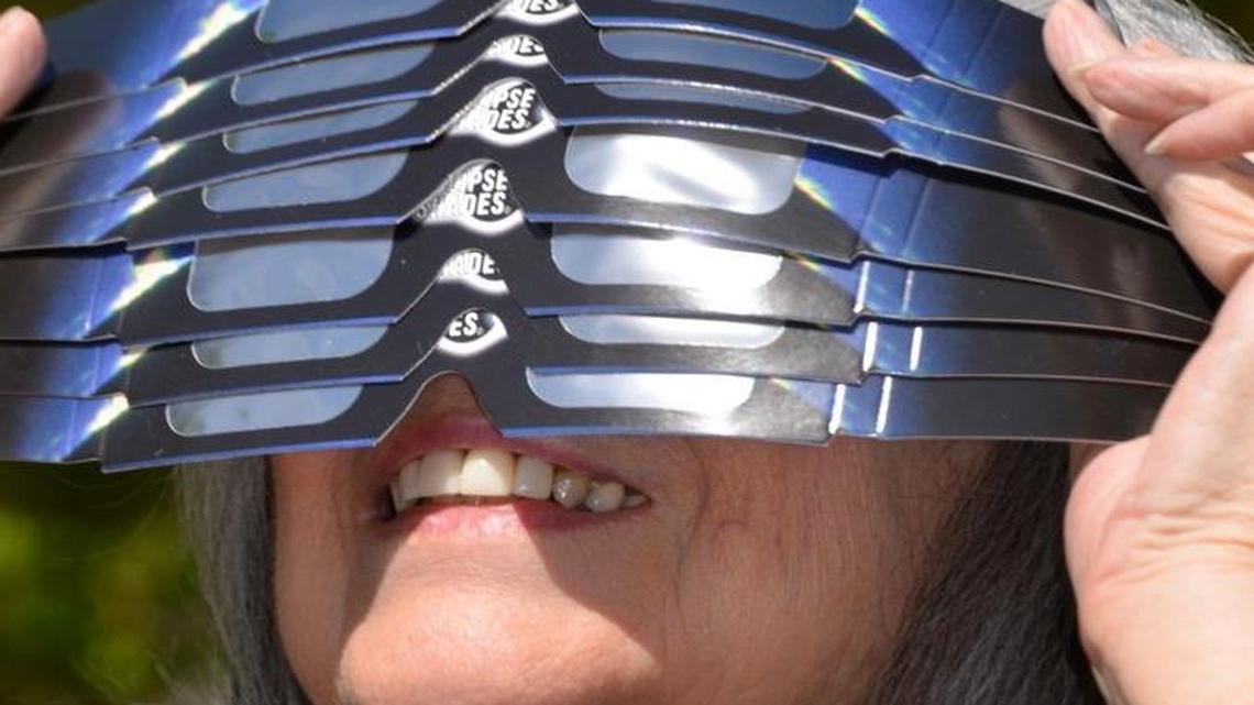 Regular sunglasses won’t work for the eclipse. You need the special eclipse glasses.