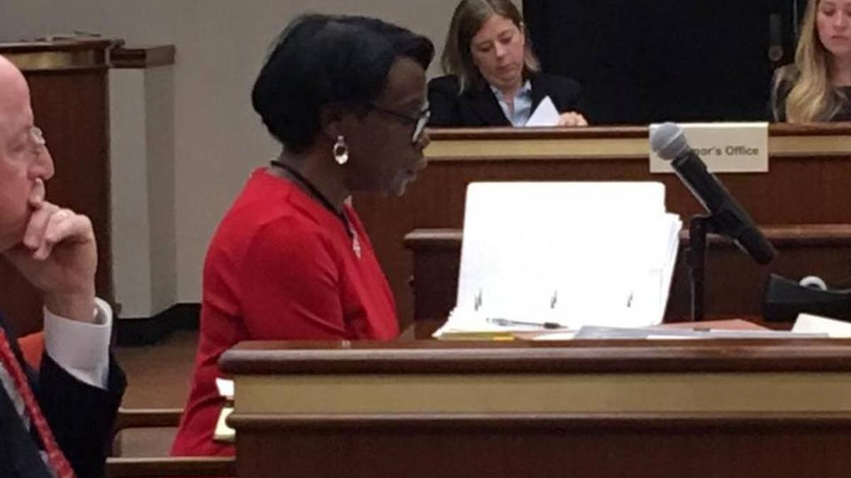 Longtime Richland County Recreation board chair J. Marie Green defends herself during a hearing Nov. 30. Gov. Nikki Haley is seeking to fire her and other board members for neglect of duty.