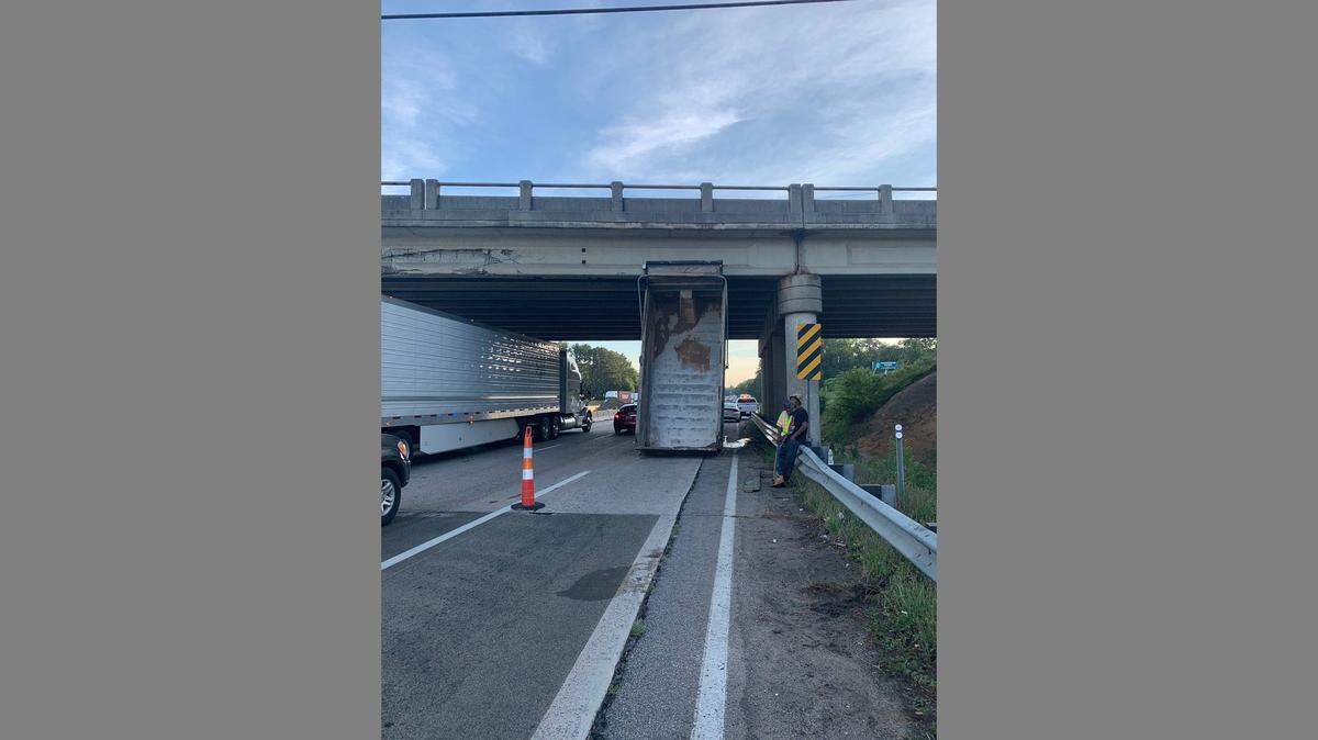 The U.S. 1 bridge over Interstate 20 is closed while crews inspect it for damage after a dump truck hit it Tuesday morning.