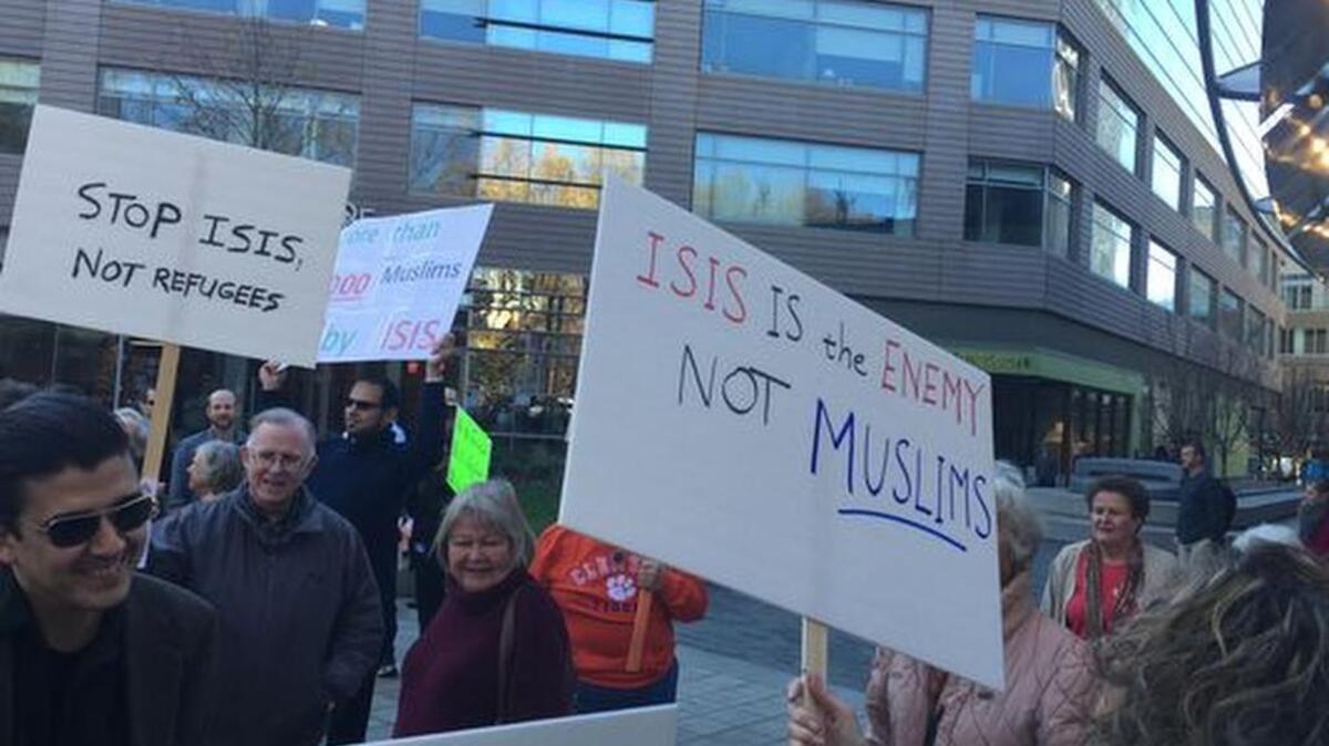 The Islamic Society of Greenville organized a rally against ISIS Sunday in downtown Greenville.