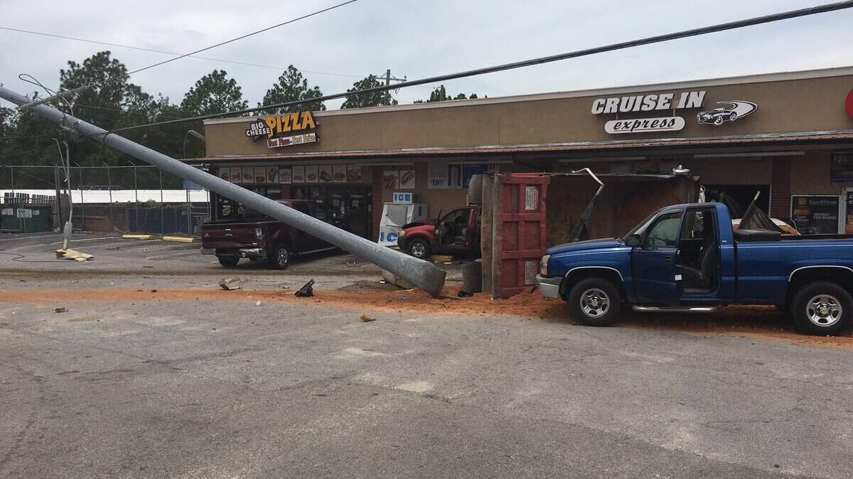 A dump truck crashed into a building on Main Street in the South Congaree area of Lexington County.