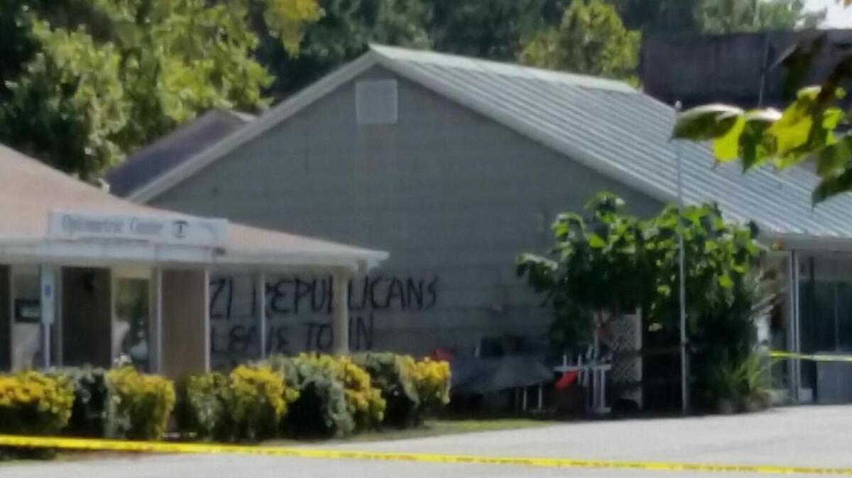 Hillsborough police are investigating an apparent firebombing of the Orange County Republican headquarters.