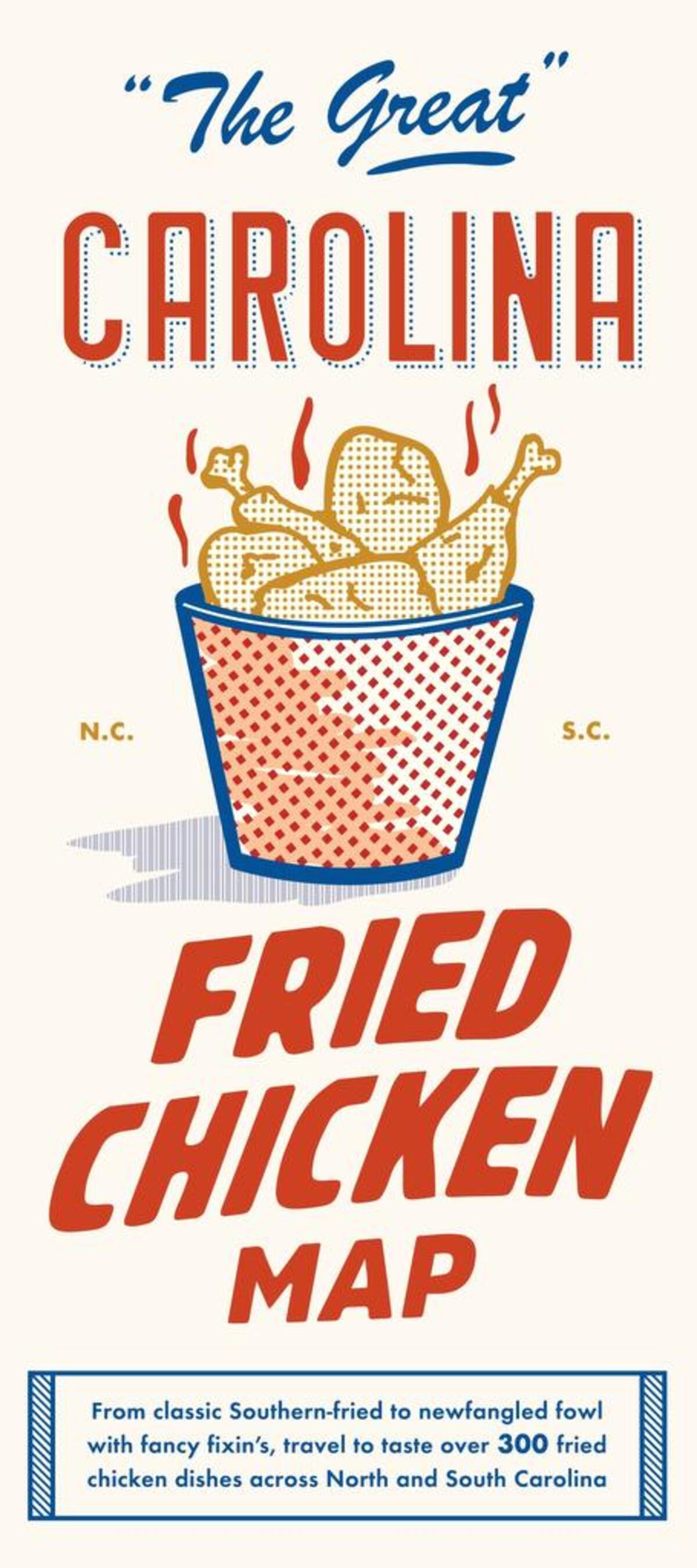 The map covers fried chicken places and styles in both North and South Carolina.