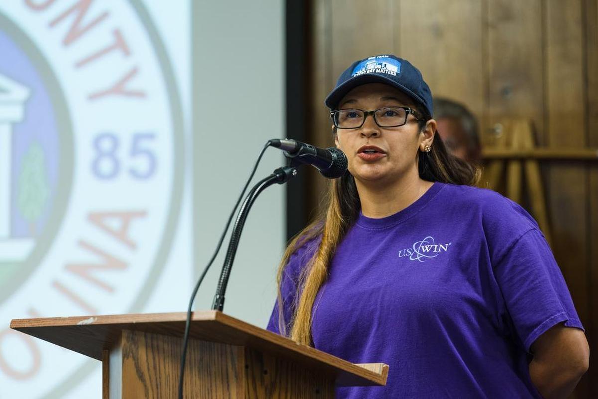 "They didn't even thank us for our work" says former Jenkinsville plant employee Diana Robinson as she speaks to Fairfield County Councilmen about the unprofessional manner in which her and coworkers were advised of the nuclear reactor's closing.