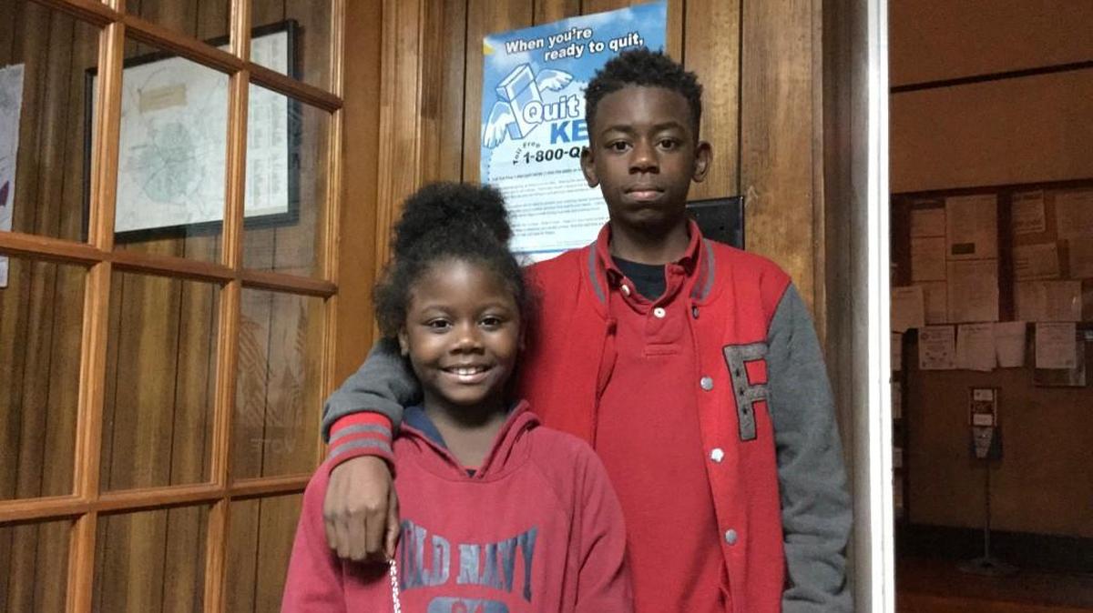 La’Darious Wylie’s sister and brother, Sha’Vonta McCrorey, 7, and Carlos Wylie. Sha’Vonta is the sister La’Darious saved.